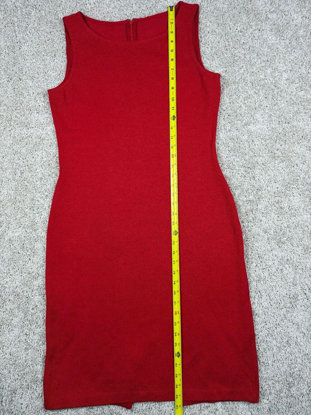 St John Caviar Red Knit Sheath Dress Sleeveless Wool Blend Size 8 USA - Picture 3 of 10